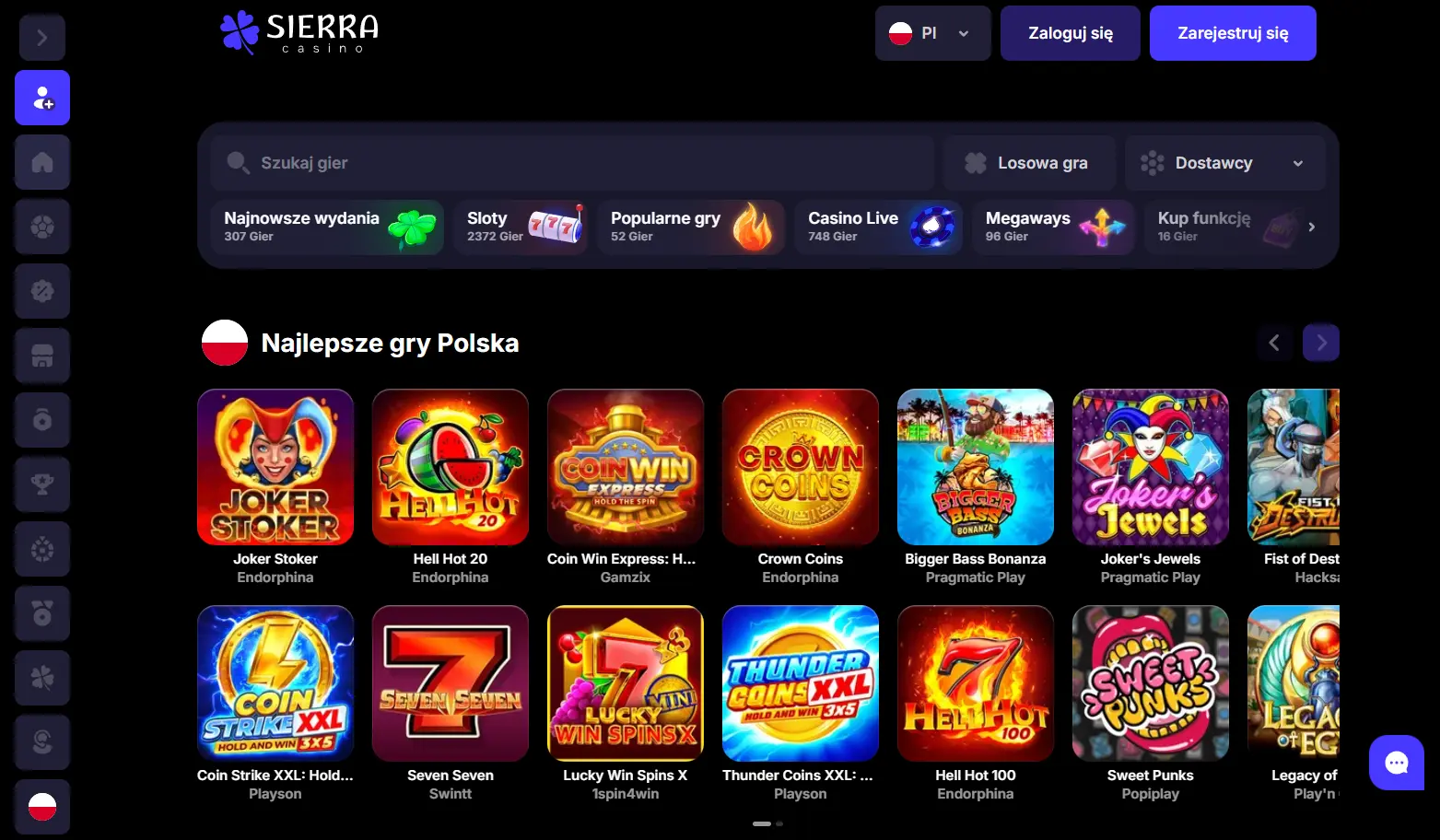 Do 20 000 zł dla graczy o wysokich stawkach i 4 000 zł co tydzień — Sierra Casino