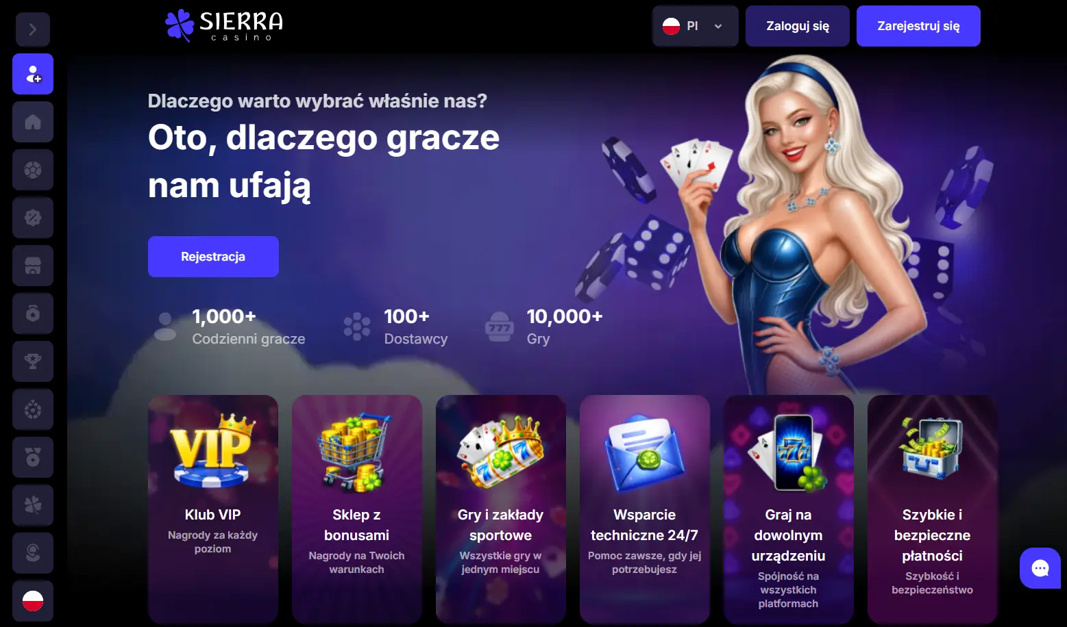Czat całodobowy Sierra Casino i bezpieczna gra w Polsce